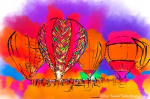 More Hot Air Balloons in an Abstract Watercolor Look